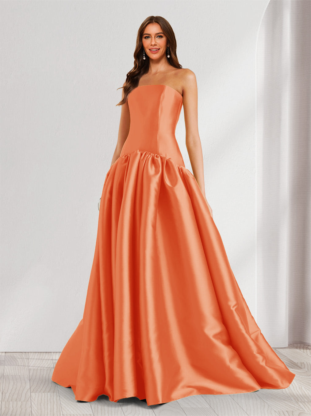 Eulalie orange front view prom dress