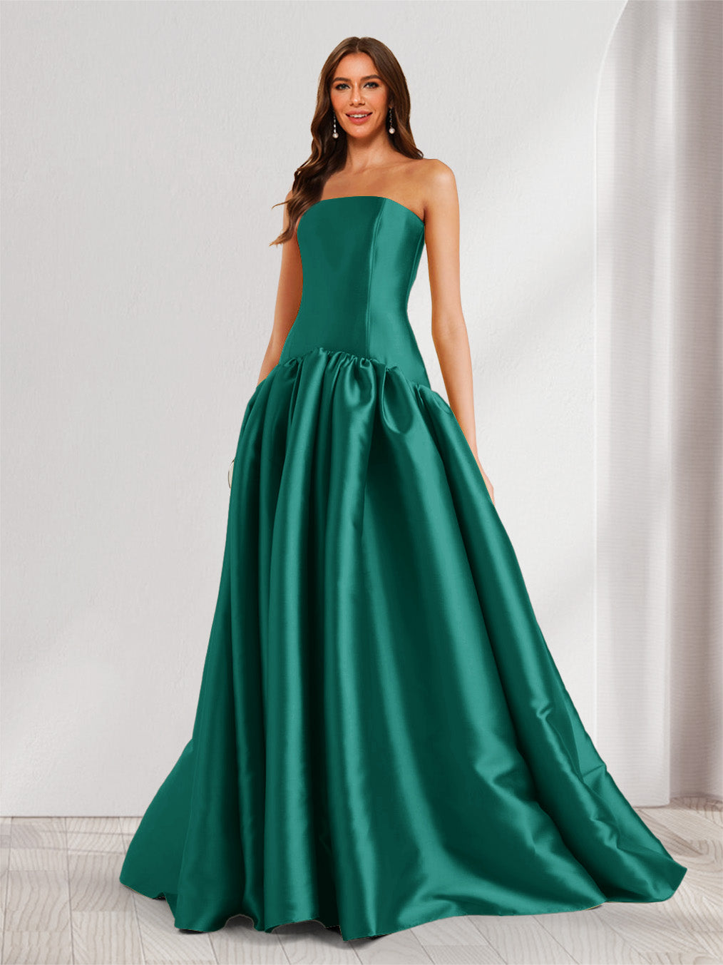 Eulalie peacock front view prom dress