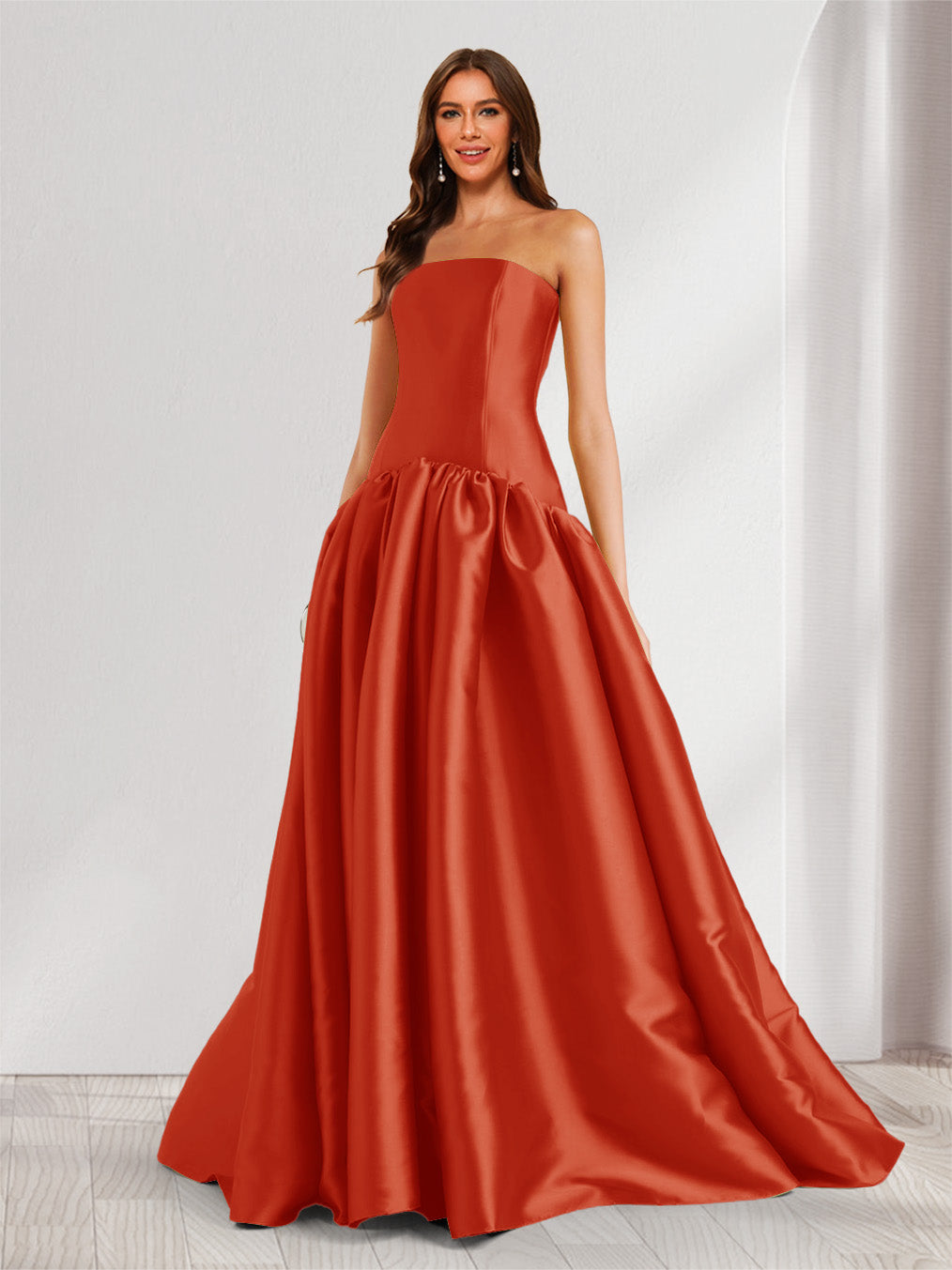 Eulalie red front view prom dress