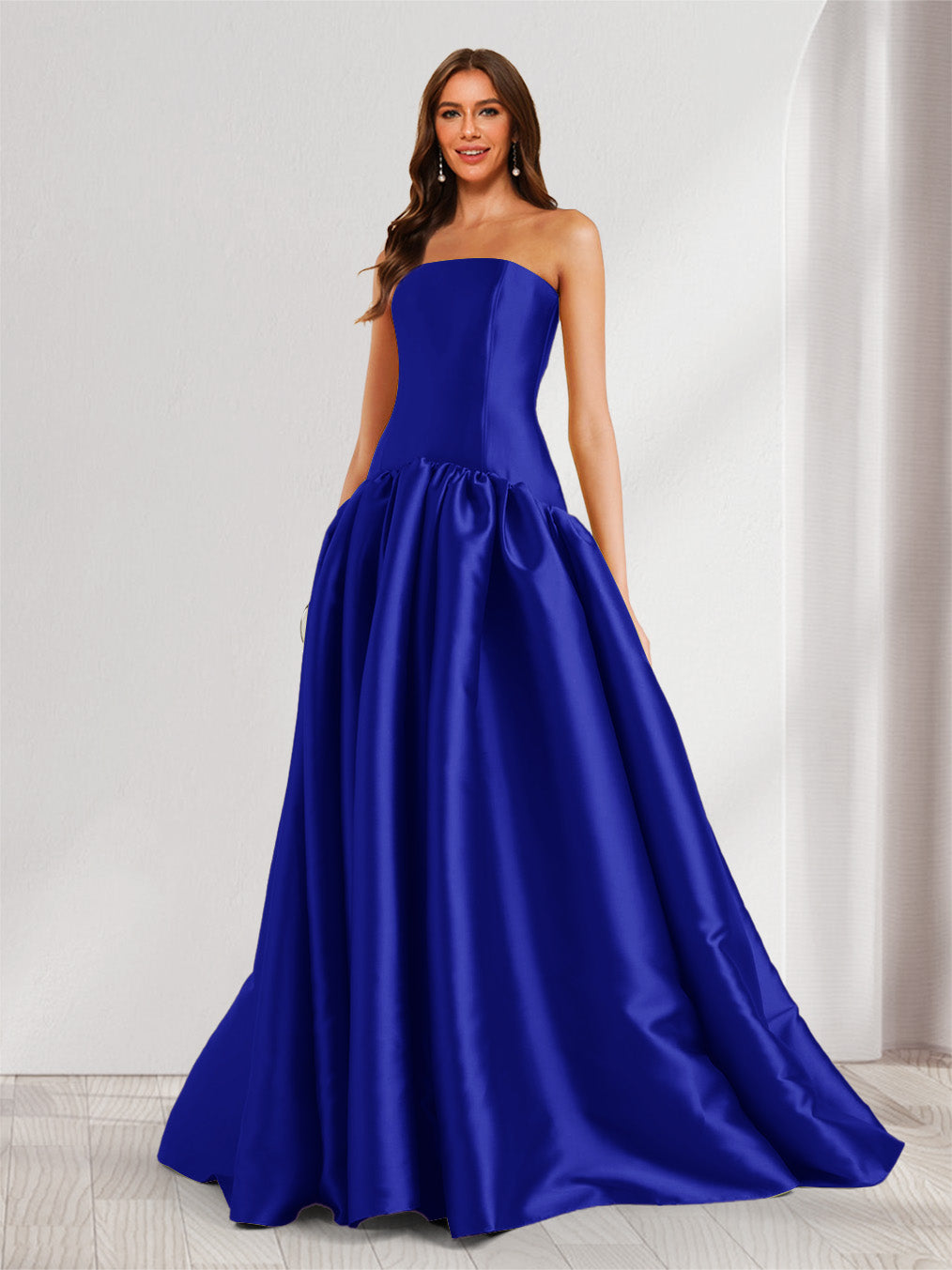 Eulalie royal blue front view prom dress