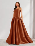 Eulalie rust front view prom dress