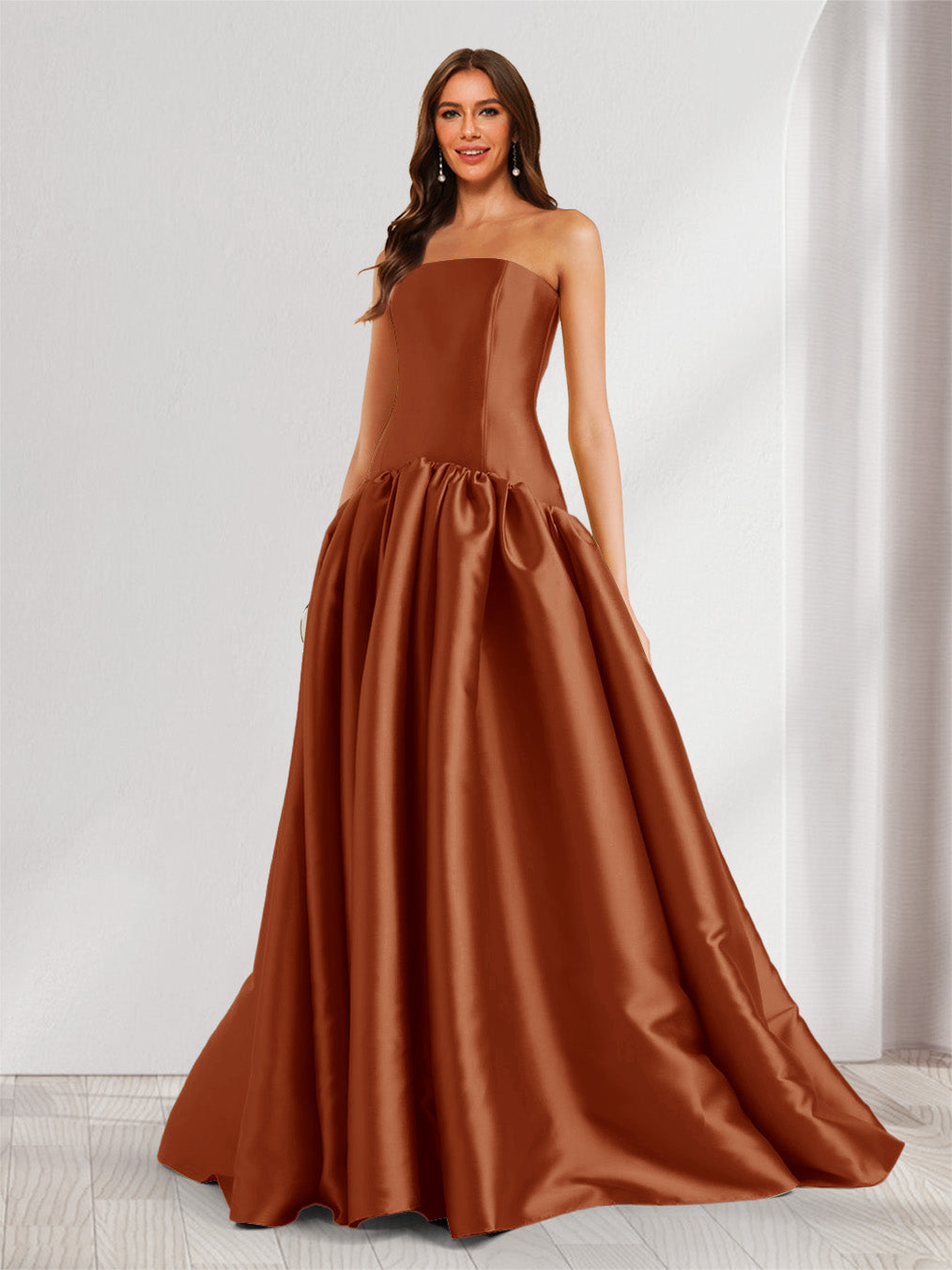 Eulalie rust front view prom dress