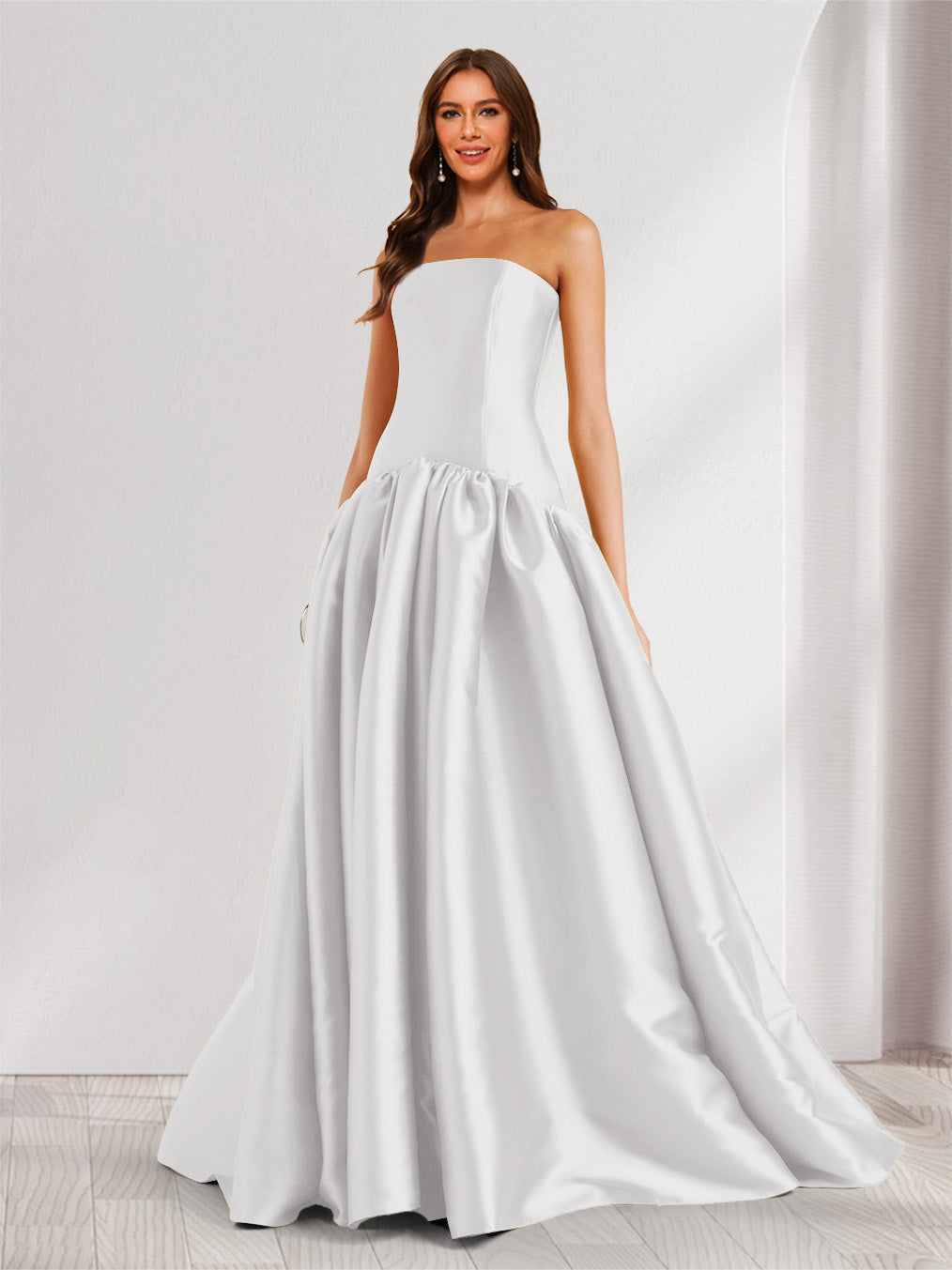 Eulalie white front view prom dress