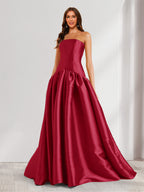 Eulalie burgundy alternate front view 2 prom dress