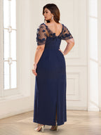 Felicity Elise Navy Blue back view mother of the bride dress
