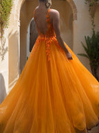 Bianca Sol Orange back view prom dress