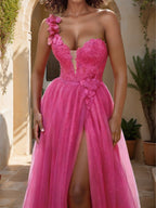 Winslet Dove Hot Pink side view prom dress