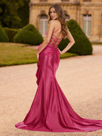 Nerine Bloom Hot Pink back view prom dress