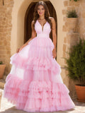 Lorelai Wren Rose Pink front view prom dress