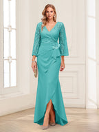Lucille Rose Turquoise back view mother of the bride dress