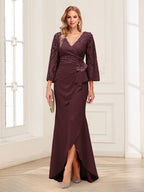 Lucille Rose Burgundy back view mother of the bride dress