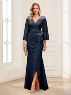 Lucille Rose Navy Blue back view mother of the bride dress