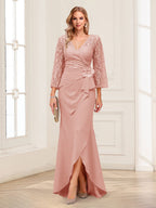Lucille Rose Dusty Rose back view mother of the bride dress