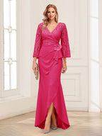 Lucille Rose Fuchsia back view mother of the bride dress
