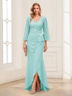 Lucille Rose Sky Blue back view mother of the bride dress