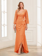 Lucille Rose Orange front view mother of the bride dress