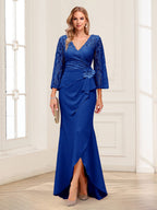 Lucille Rose Royal Blue side view mother of the bride dress