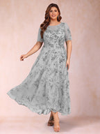 Genevieve June Steel Grey side view mother of the bride dress