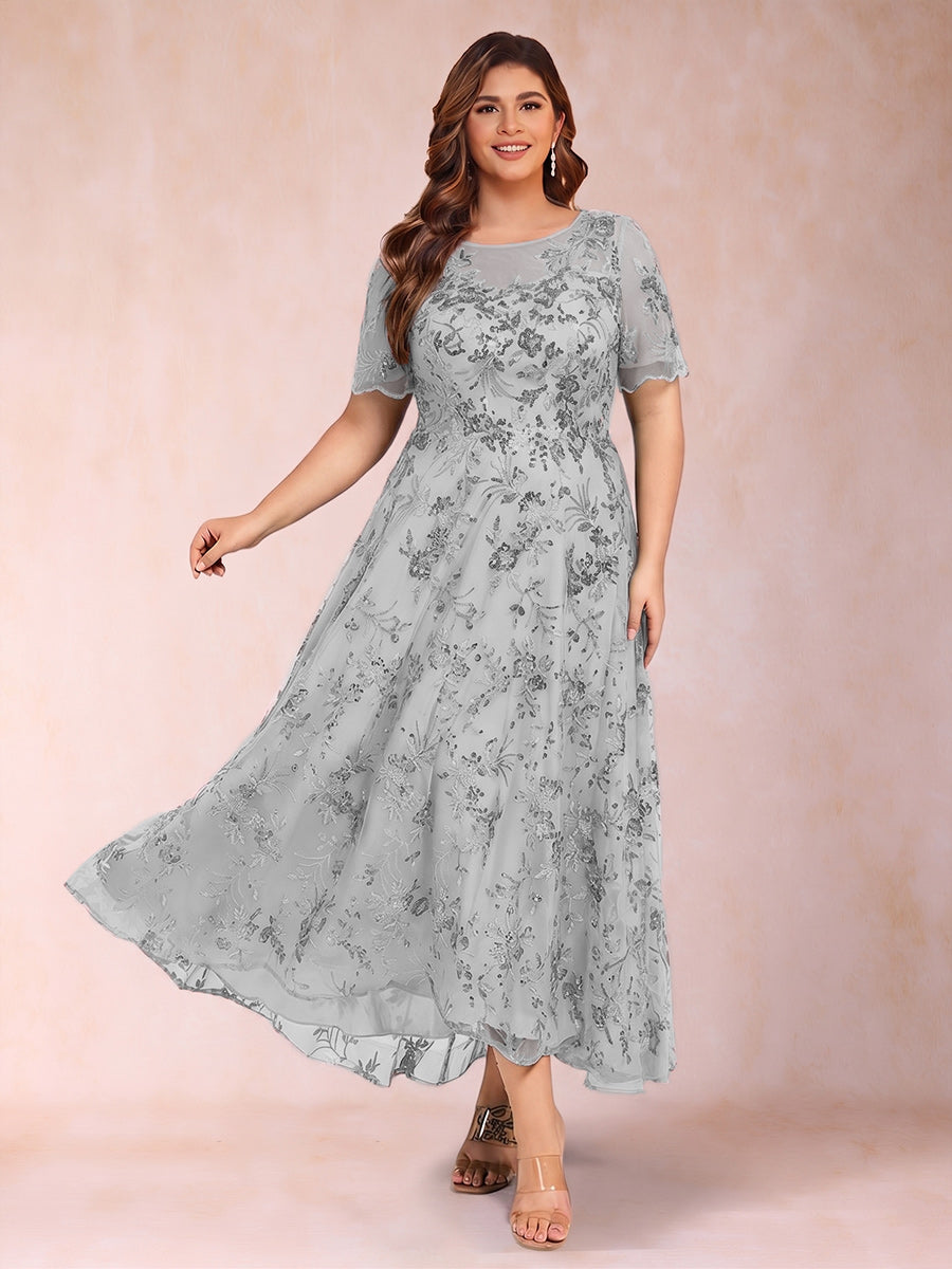 Genevieve June Steel Grey side view mother of the bride dress