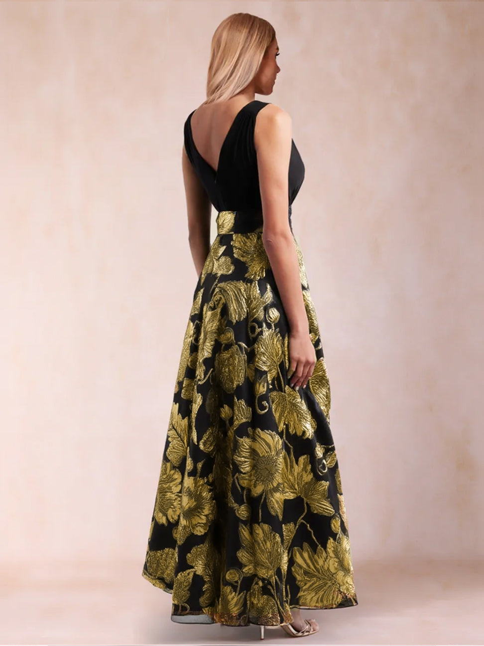 Teresa Mae Black back view mother of the bride dress