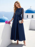 Abigail Rose Navy Blue front view mother of the bride dress
