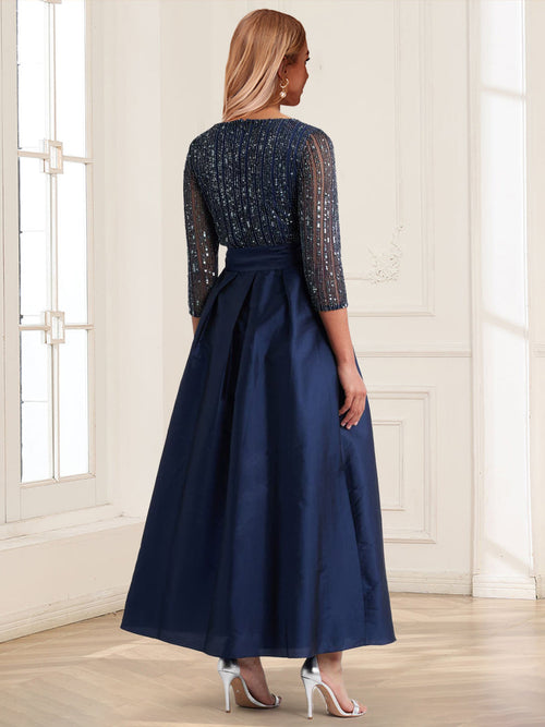 Abigail Rose Navy Blue back view mother of the bride dress