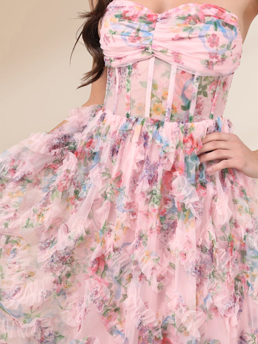 Hyacintha Vale Rose Pink side view prom dress