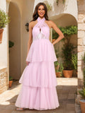 Gwendelle Snow Rose Pink front view prom dress