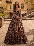 Elowen Mire Brown front view prom dress