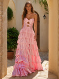 Daphnelle Cove Rose Pink front view prom dress