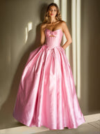 Celine Maris Rose Pink front view prom dress