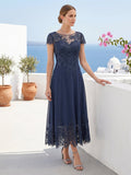Eliana Mae Navy Blue front view mother of the bride dress