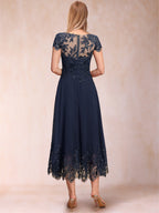 Eliana Mae Navy Blue back view mother of the bride dress