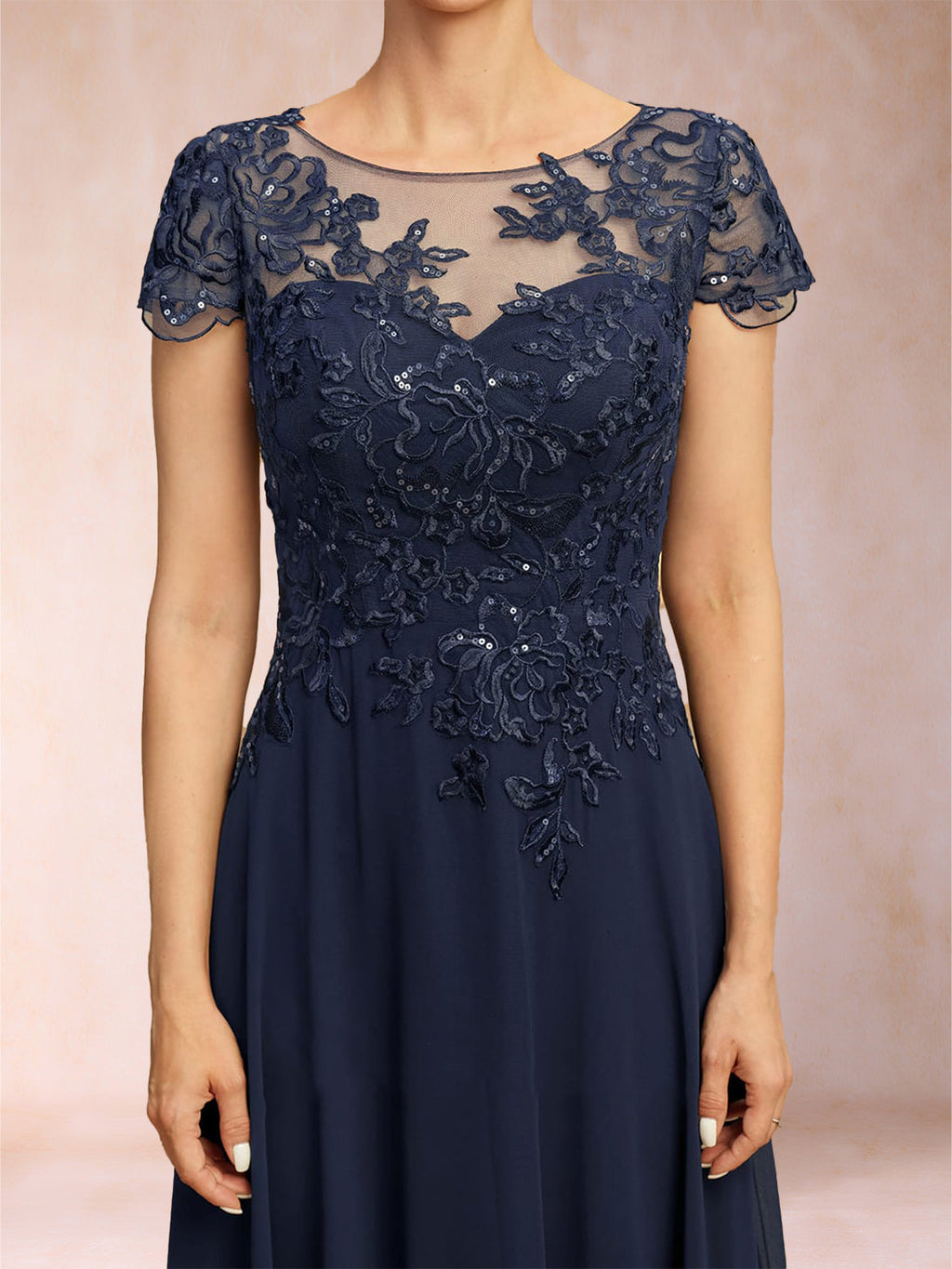 Eliana Mae Navy Blue side view mother of the bride dress