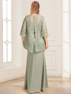 Heloise Amber Sage Green back view mother of the bride dress