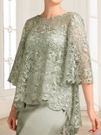 Heloise Amber Sage Green side view mother of the bride dress
