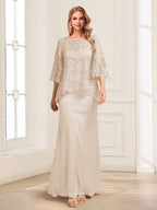Heloise Amber Champagne back view mother of the bride dress