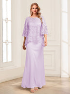 Heloise Amber Lilac front view mother of the bride dress