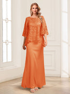 Heloise Amber Orange front view mother of the bride dress