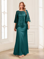 Heloise Amber Peacock front view mother of the bride dress