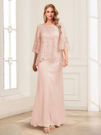 Heloise Amber Pearl Pink back view mother of the bride dress