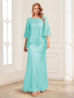 Heloise Amber Sky Blue side view mother of the bride dress