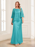 Heloise Amber Turquoise back view mother of the bride dress