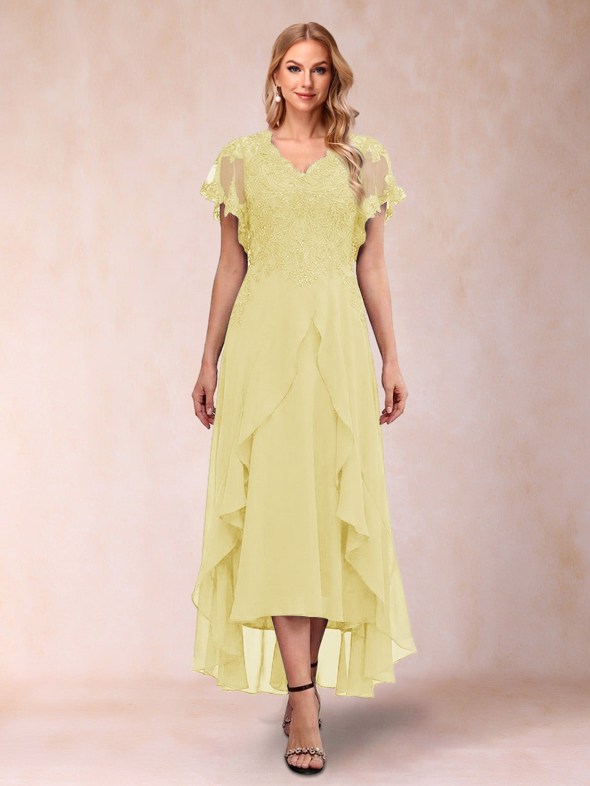 Eleanora Bloom Daffodil front view mother of the bride dress