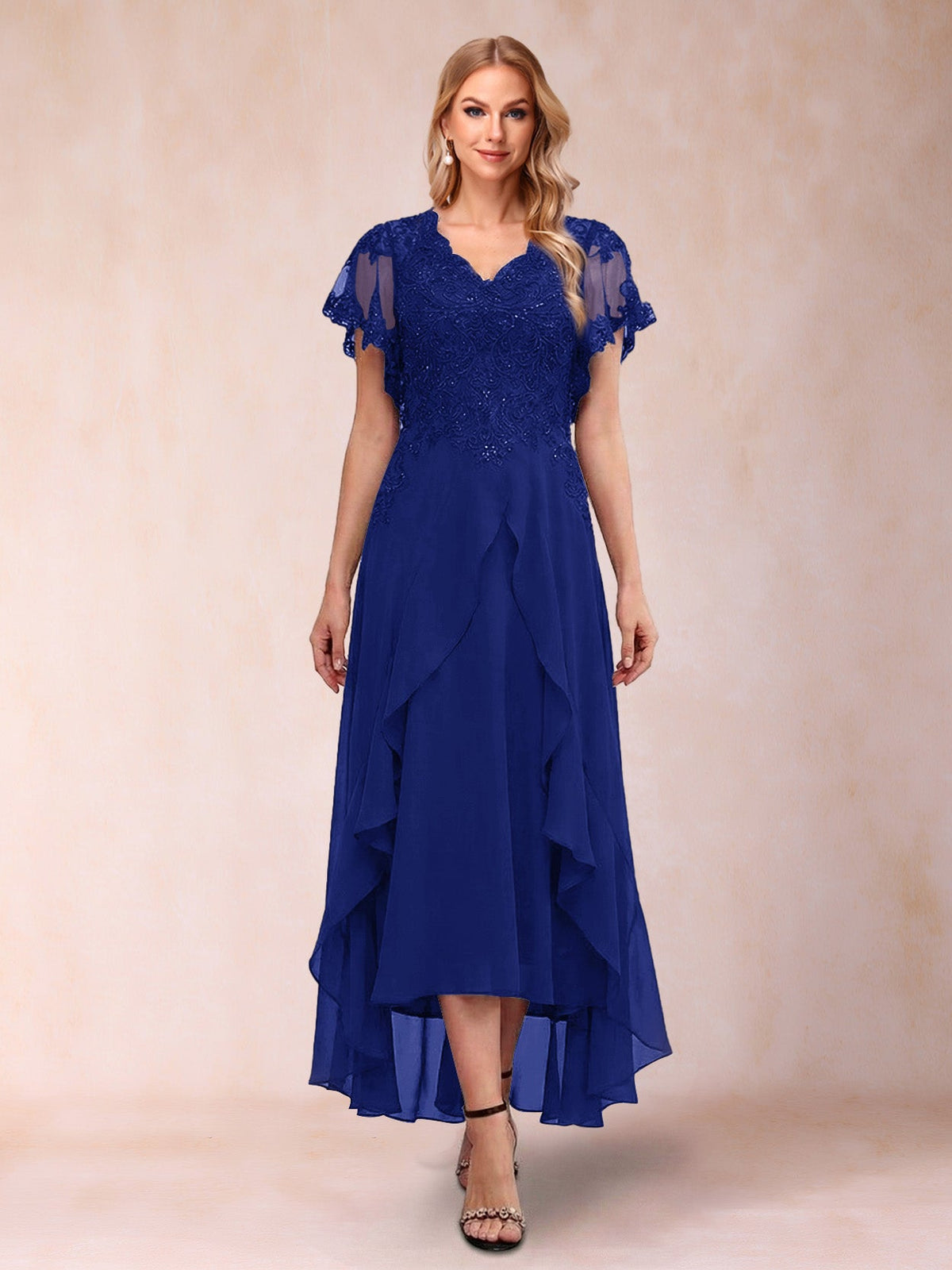 Eleanora Bloom Royal Blue front view mother of the bride dress