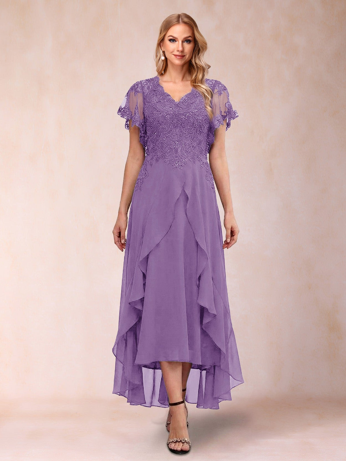 Eleanora Bloom Wisteria front view mother of the bride dress