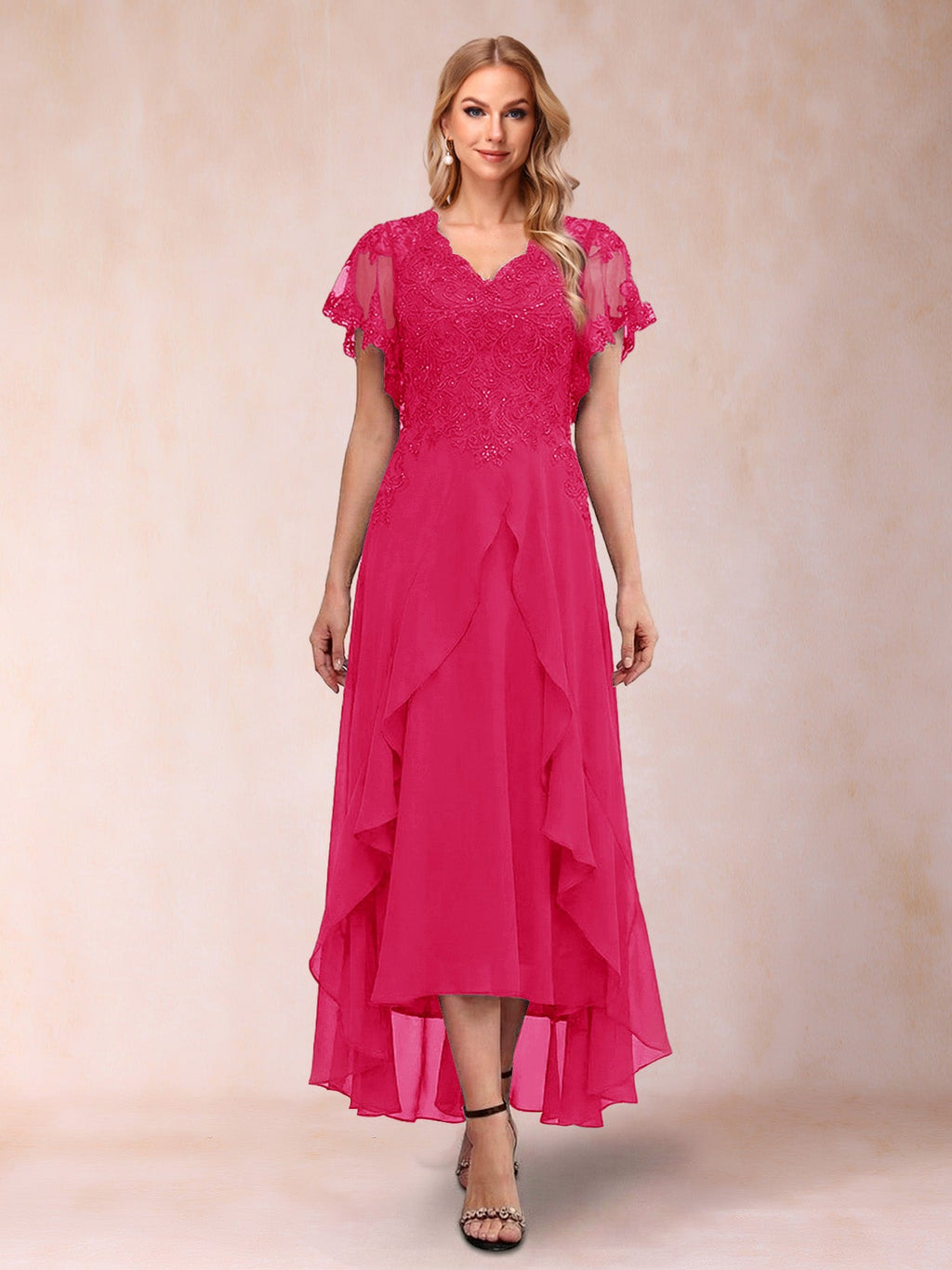 Eleanora Bloom Fuchsia back view mother of the bride dress