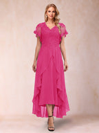Eleanora Bloom Hot Pink front view mother of the bride dress