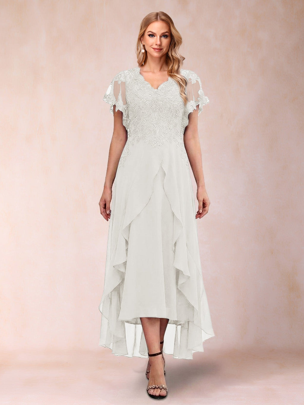 Eleanora Bloom Ivory front view mother of the bride dress