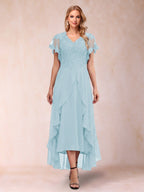Eleanora Bloom Sky Blue front view mother of the bride dress